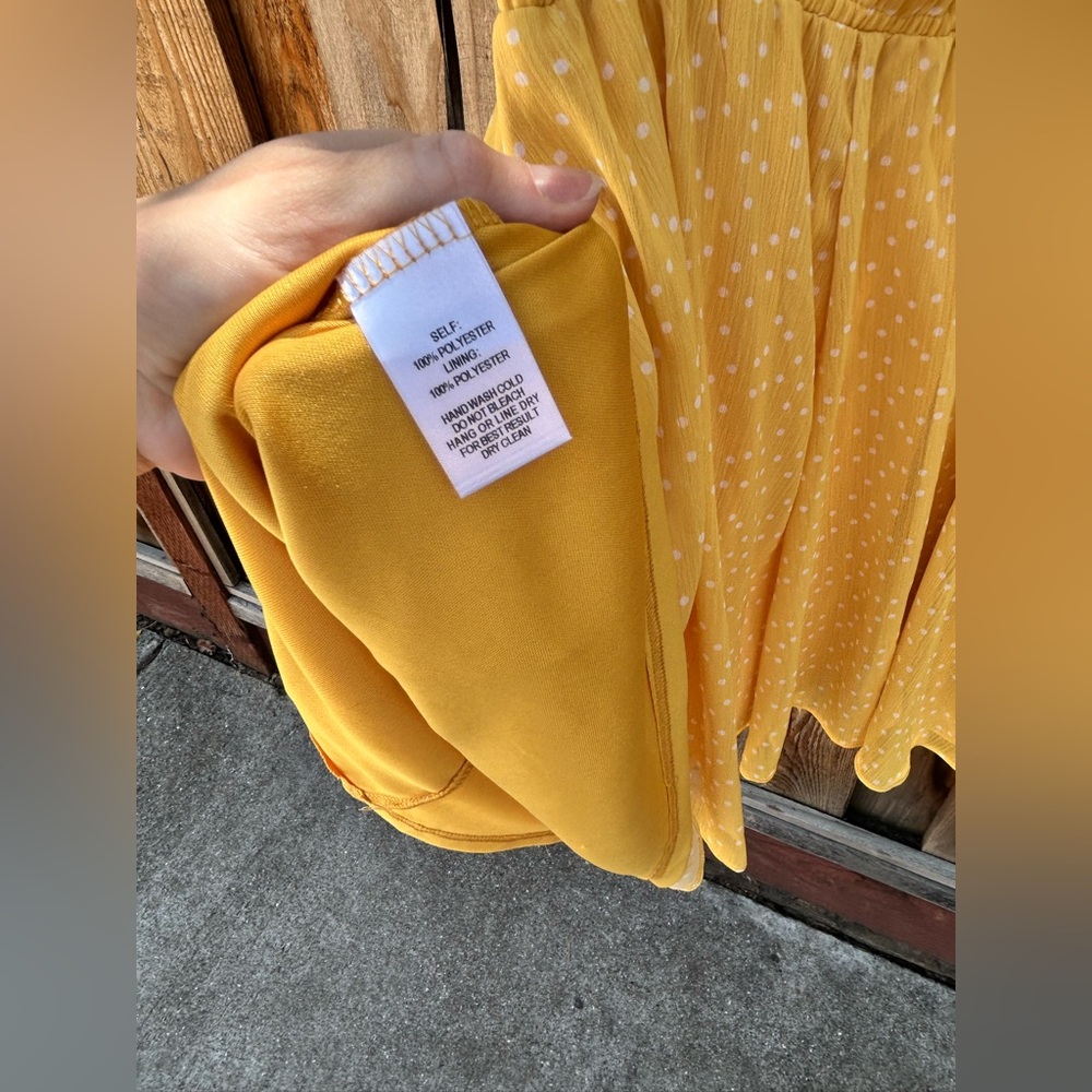 NWT Lulu’s lined mustard yellow polka dots sleeveless dress size small - Picture 6 of 7